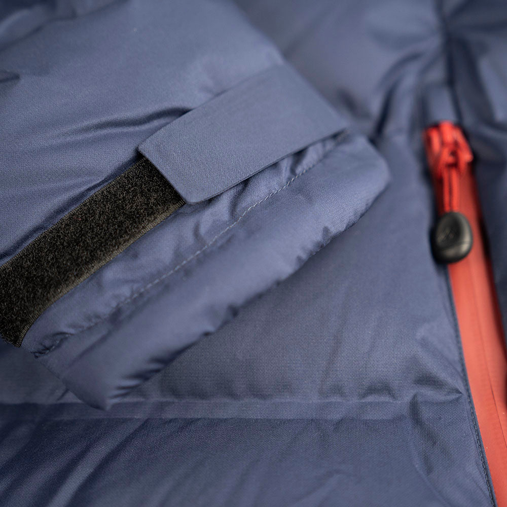 Fjern - Mens Aska Waterproof Down Jacket (Navy/Rust) | Introducing the Men's ASKA Eco Waterproof Down Jacket—the ultimate fusion of warmth and style