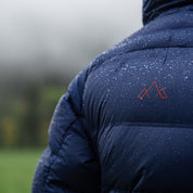 Fjern - Mens Aska Waterproof Down Jacket (Navy/Rust) | Introducing the Men's ASKA Eco Waterproof Down Jacket—the ultimate fusion of warmth and style