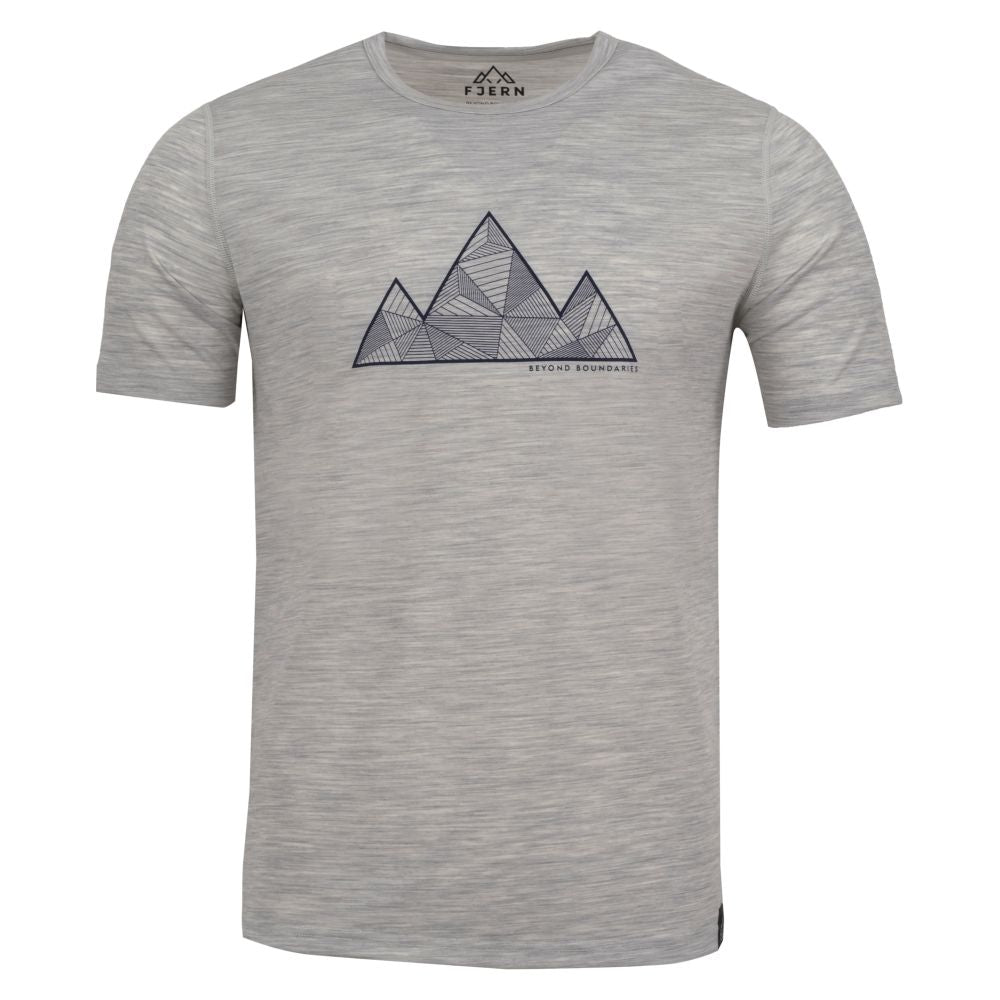 Fjern Mens Tpeaks Merino Blend T-shirt (Mist Grey Melange/Storm)