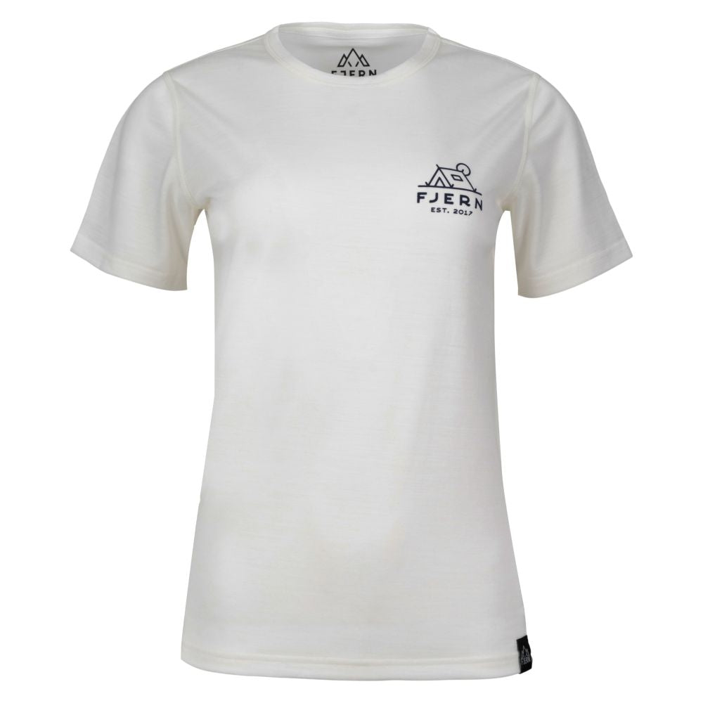 Fjern Womens Camping Merino Blend T-shirt (Chalk/Navy)