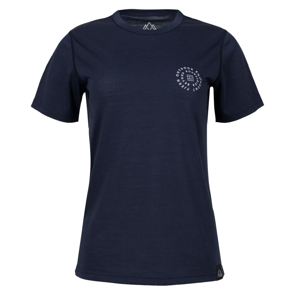 Fjern Womens Camping Merino Blend T-shirt (Navy/White)