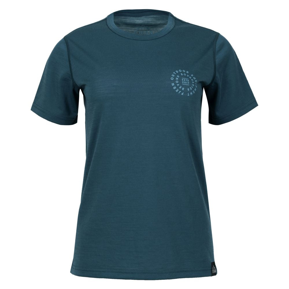 Fjern Womens Roundel Merino Blend T-shirt (Petrol/Arctic)