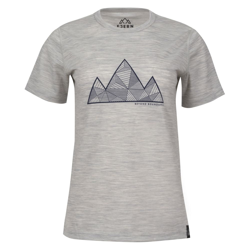 Fjern Womens Tpeaks Merino Blend T-shirt (Mist Grey Melange/Storm)