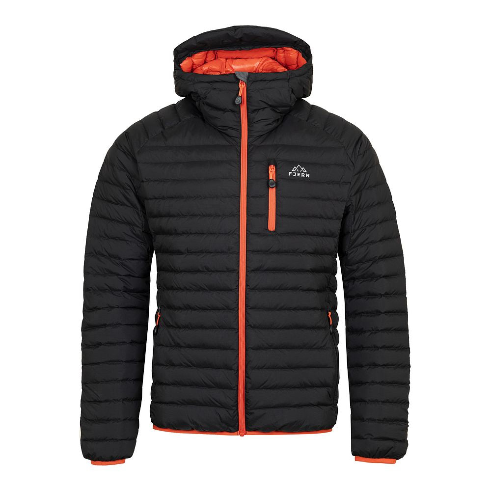 Mens Aktiv II Down Hooded Jacket (Black/Orange) | Fjern