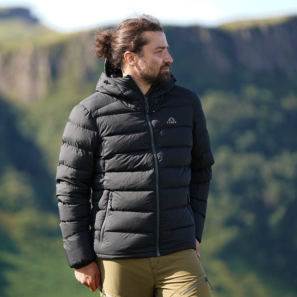 Fjern Mens Arktis III Down Hooded Jacket (Black/Charcoal)