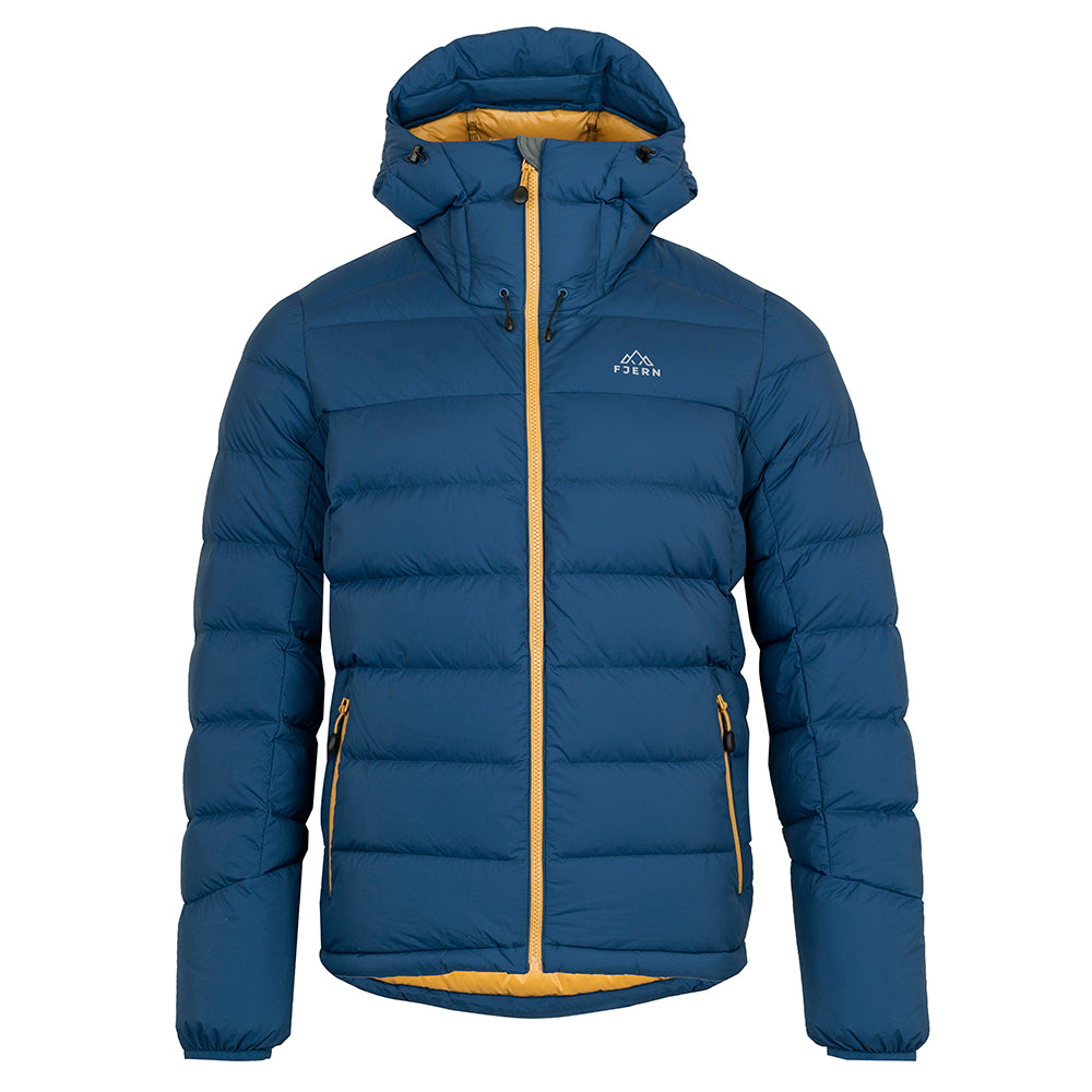 Fjern Mens Arktis III Down Hooded Jacket (Poseidon/Harvest Gold)