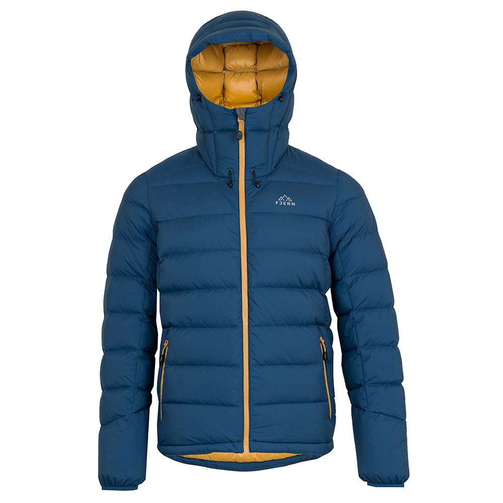 Fjern Mens Arktis III Down Hooded Jacket (Poseidon/Harvest Gold)