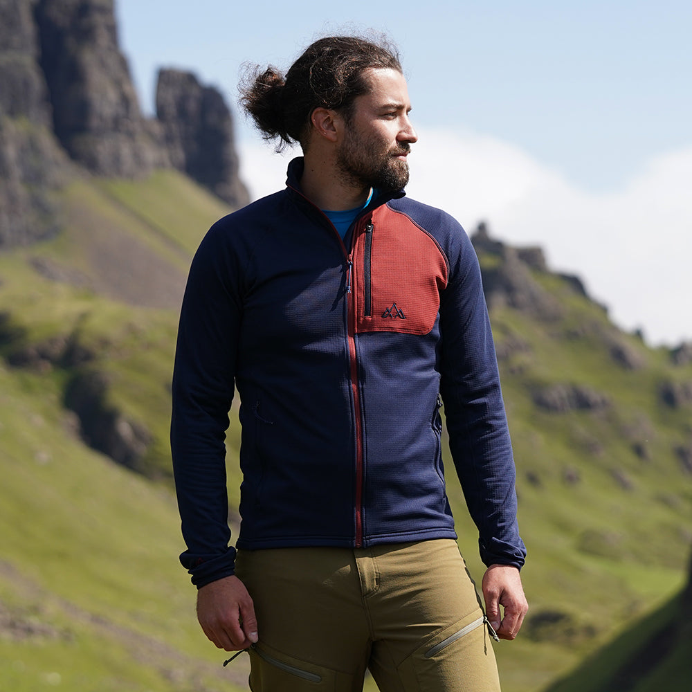 Fjern Mens Bresprekk II Full Zip Grid Pullover (Navy/Rust)