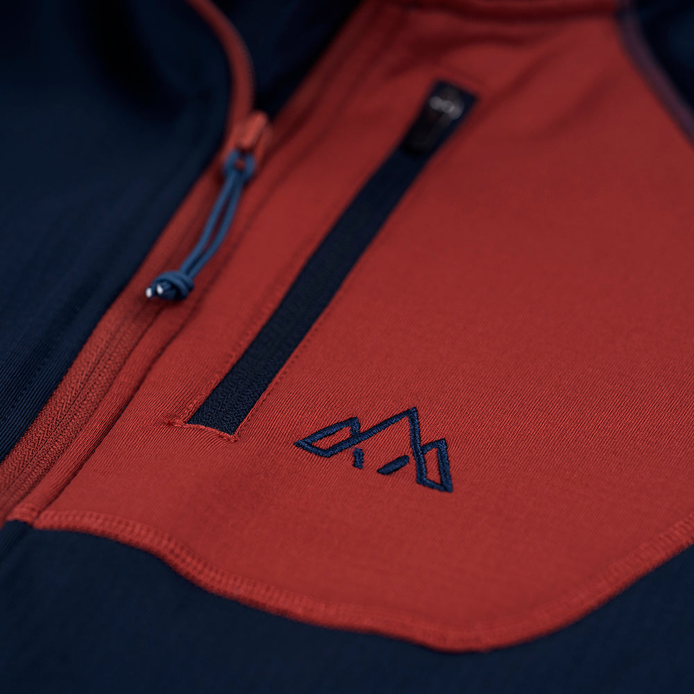 Fjern Mens Bresprekk II Full Zip Grid Pullover (Navy/Rust)