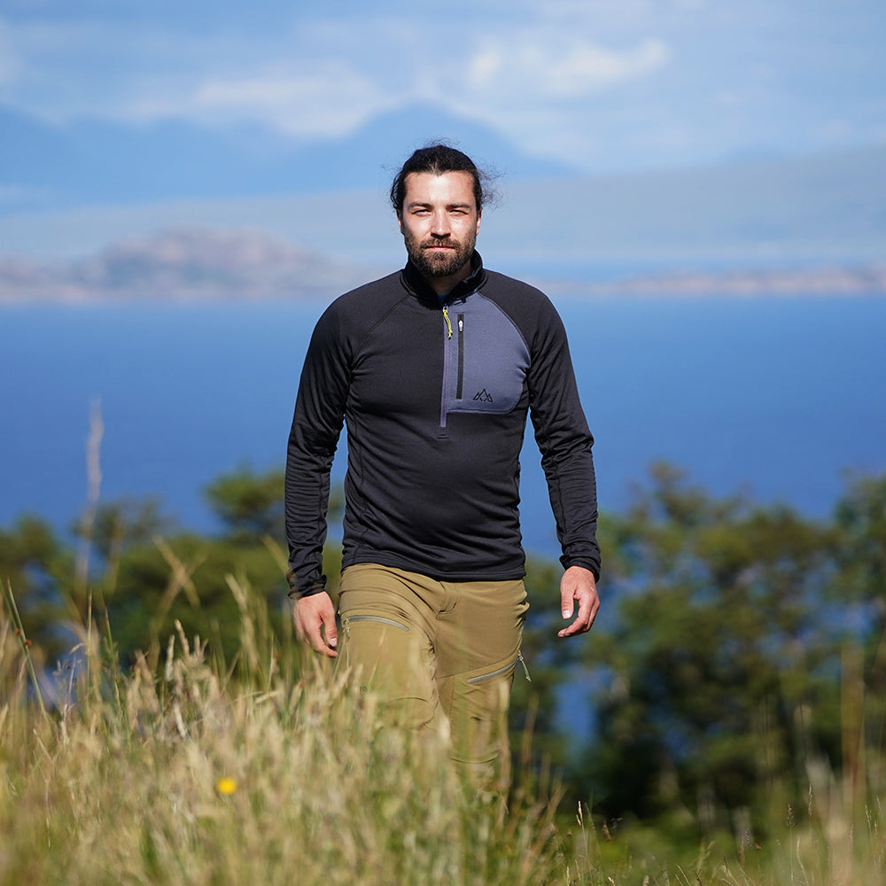Fjern Mens Bresprekk II Half Zip Grid Pullover (Black/Storm)