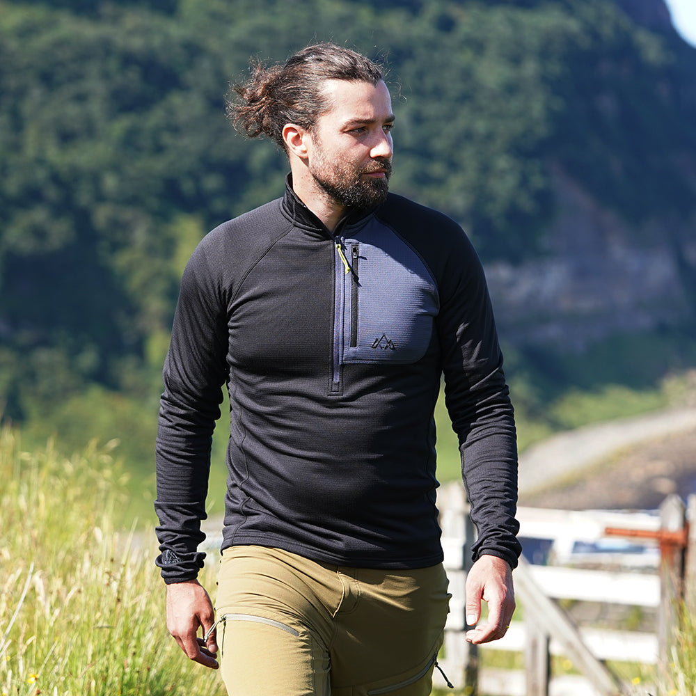 Fjern Mens Bresprekk II Half Zip Grid Pullover (Black/Storm)