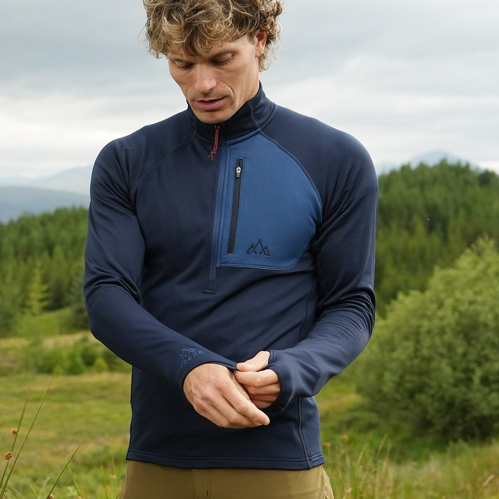 Fjern Mens Bresprekk II Half Zip Grid Pullover (Navy/Poseidon)