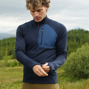 Fjern Mens Bresprekk II Half Zip Grid Pullover (Navy/Poseidon)