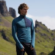 Fjern Mens Bresprekk II Half Zip Grid Pullover (Petrol/Navy)