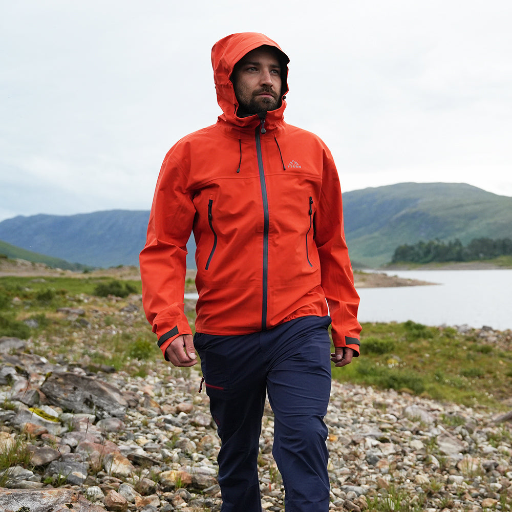 Fjern Mens Orkan II Waterproof Shell Jacket (Orange/Navy)