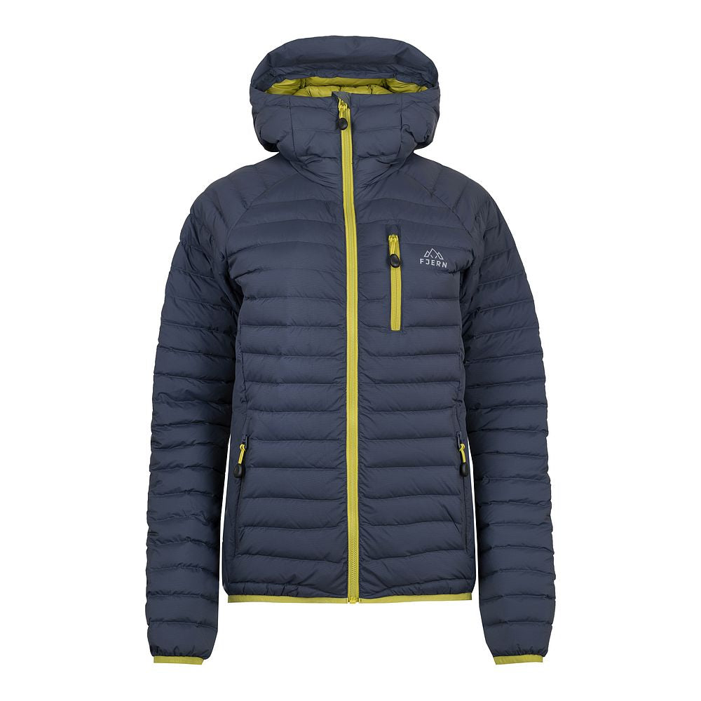 Fjern Womens Aktiv II Down Hooded Jacket (Storm Grey/Lime)