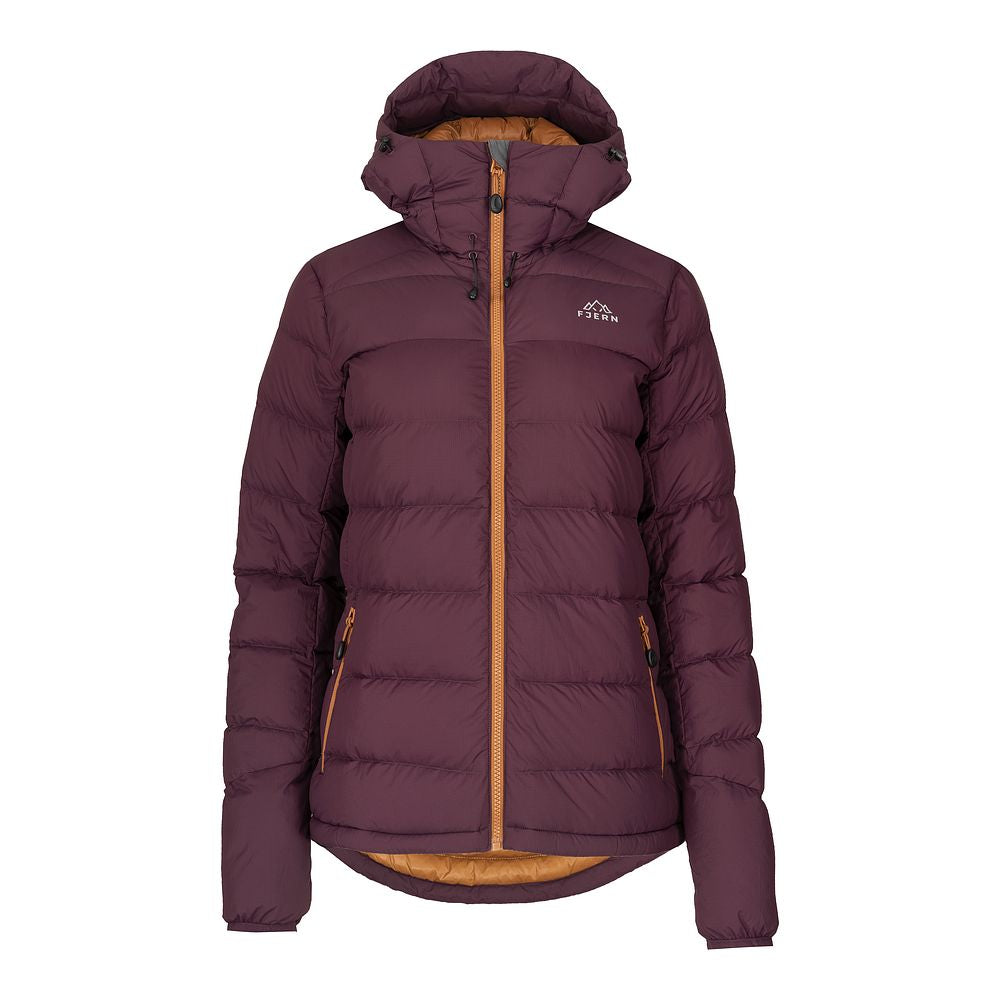 Fjern Womens Arktis III Down Hooded Jacket (Aubergine/Mustard)