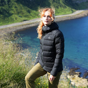 Fjern Womens Arktis III Down Hooded Jacket (Black/Charcoal)