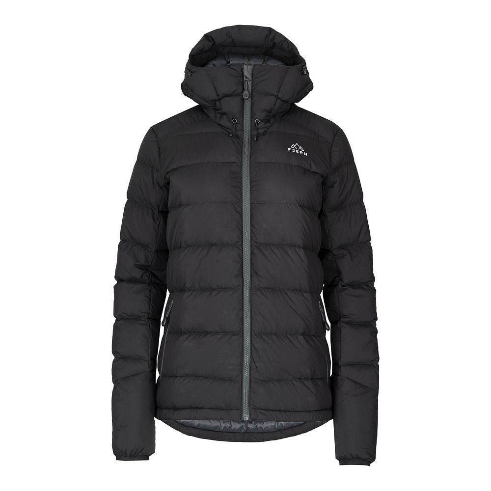 Fjern Womens Arktis III Down Hooded Jacket (Black/Charcoal)