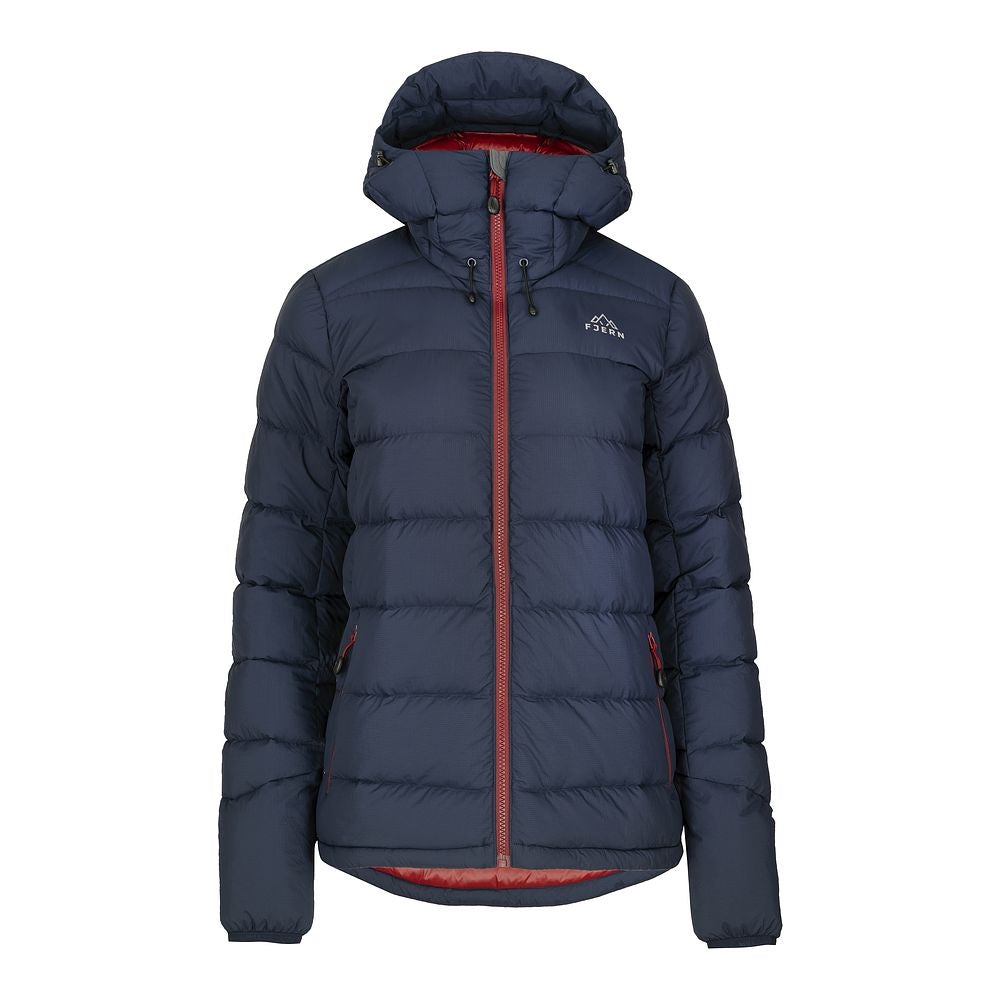 Fjern Womens Arktis III Down Hooded Jacket (Navy/Rust)