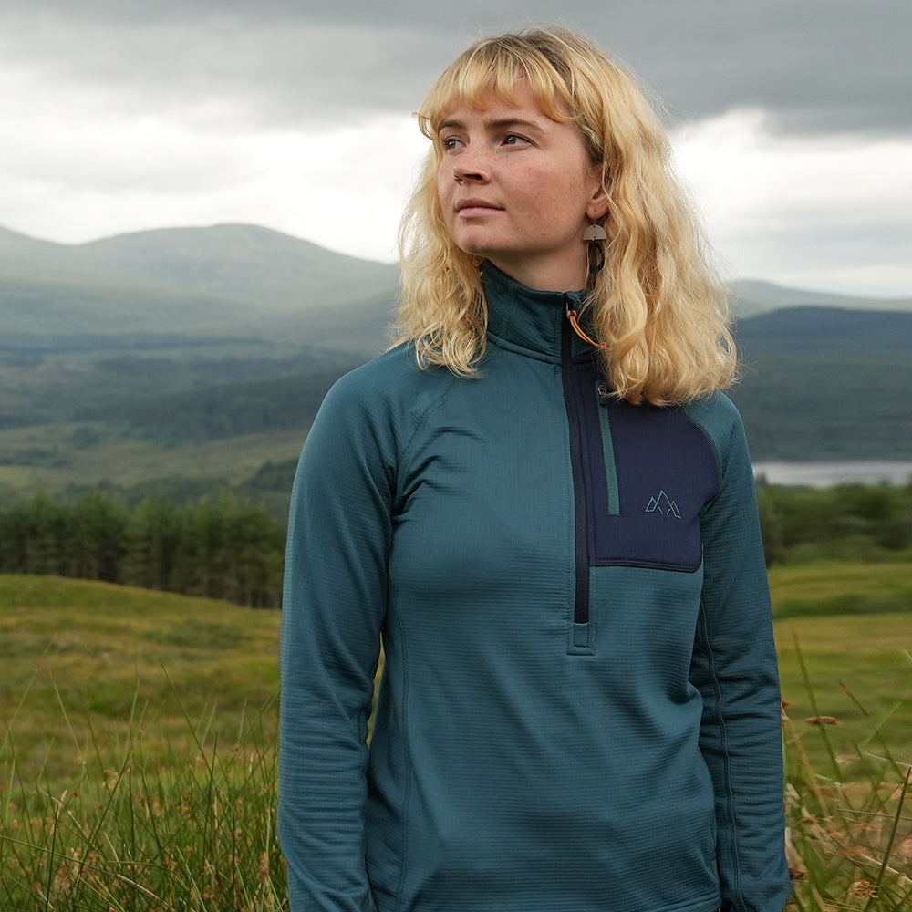 Fjern Womens Bresprekk II Half Zip Grid Pullover (Petrol/Navy)