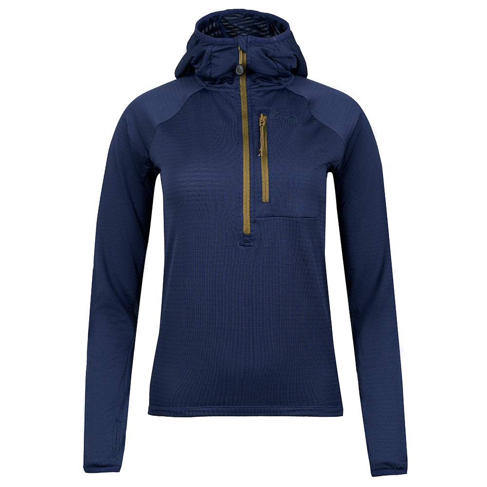 Fjern Womens Klifra Light Grid Fleece Pullover (Navy/Moss)