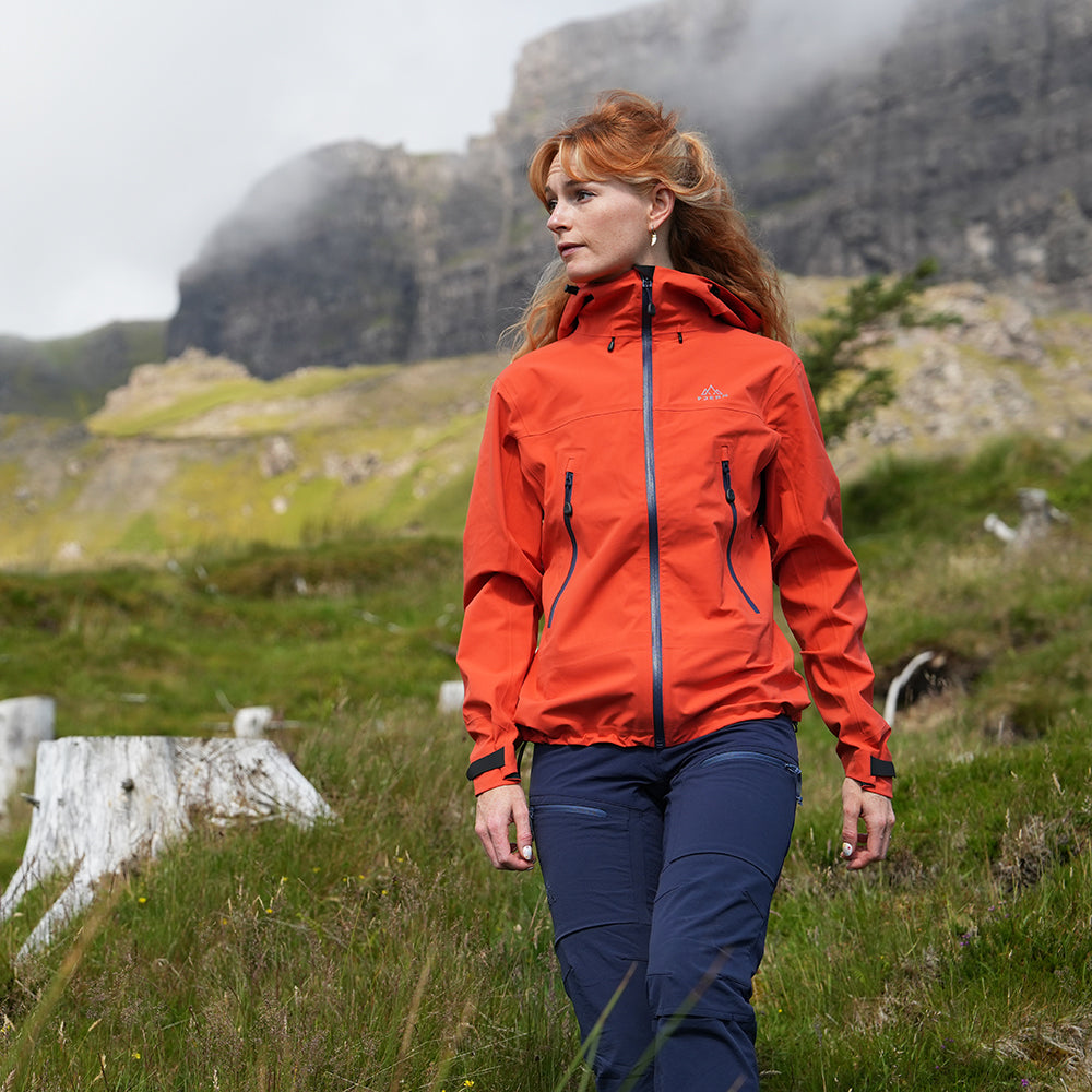 Fjern Womens Orkan II Waterproof Shell Jacket (Orange/Navy)