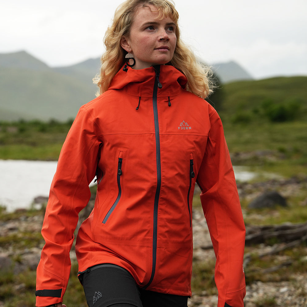 Fjern Womens Orkan II Waterproof Shell Jacket (Orange/Navy)