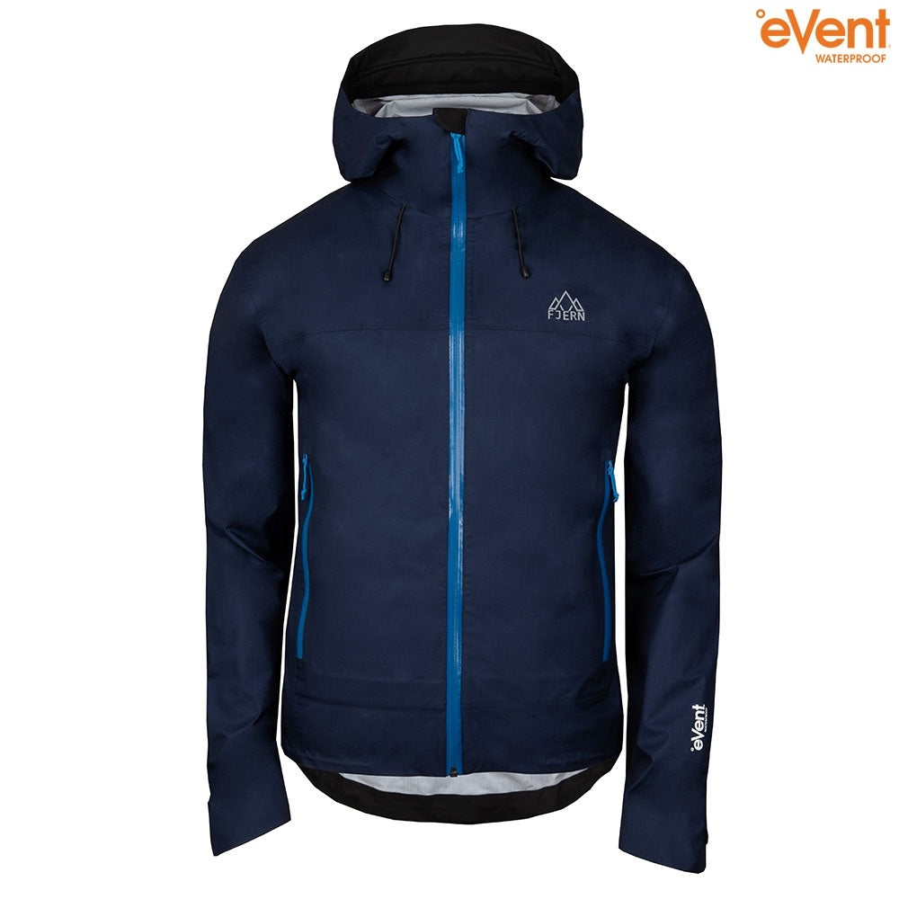 Fjern - Mens Skjold Packable Waterproof Jacket (Navy/Cobalt) | The Skjold is your ultimate shield for fast and light activities, designed to keep you active in any weather
