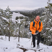 Fjern - Mens Skjold Packable Waterproof Jacket (Sunshine/Navy) | The Skjold is your ultimate shield for fast and light activities, designed to keep you active in any weather