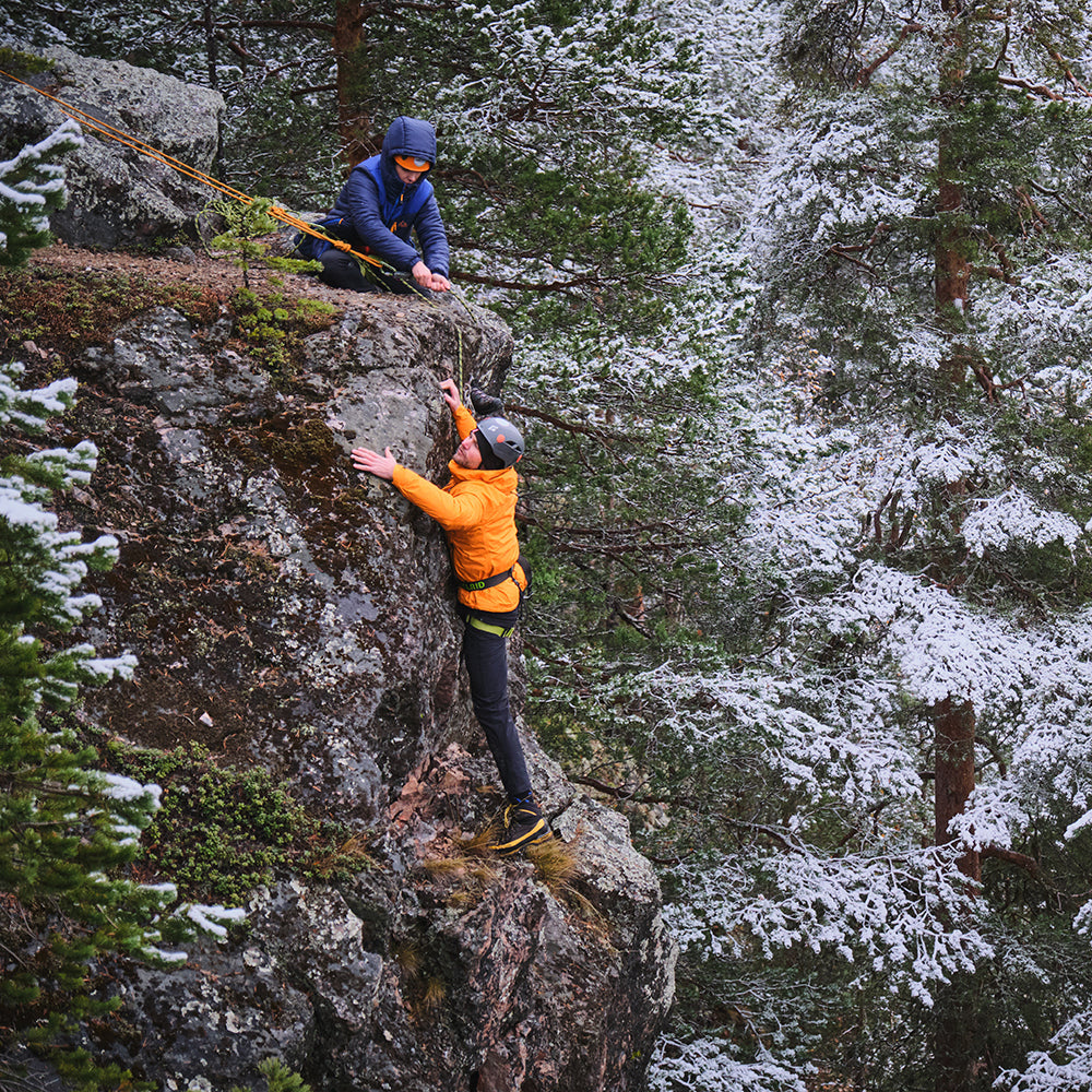 Fjern - Mens Skjold Packable Waterproof Jacket (Sunshine/Navy) | The Skjold is your ultimate shield for fast and light activities, designed to keep you active in any weather