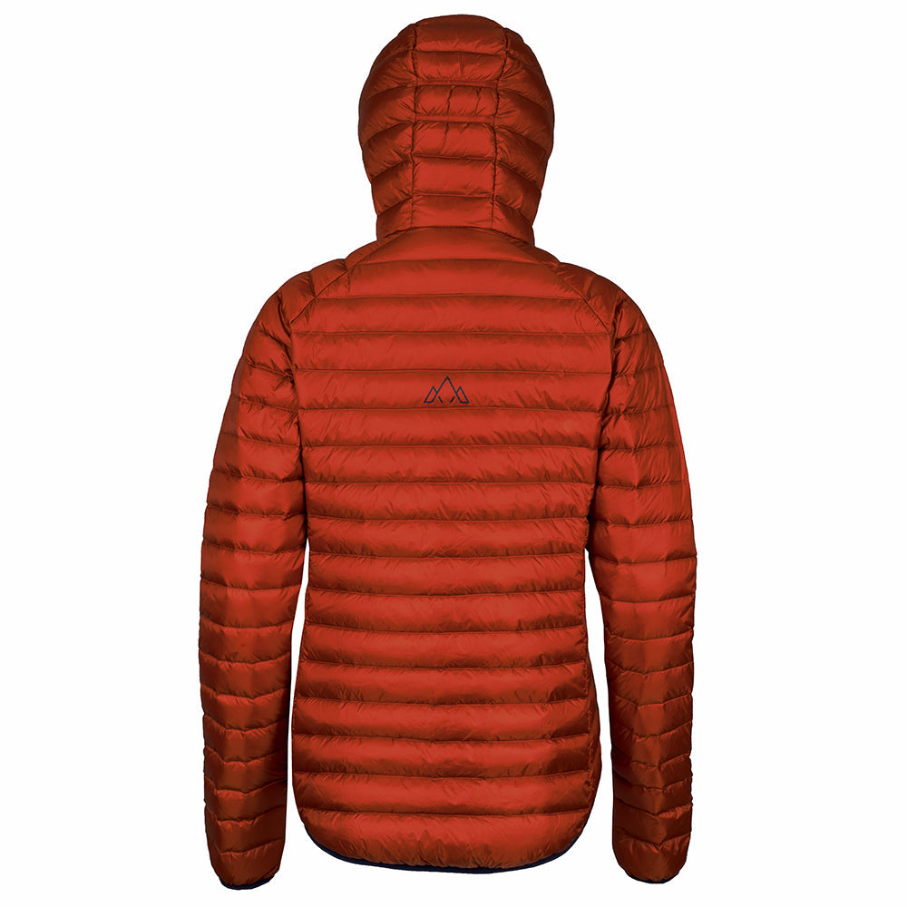 Fjern - Womens Aktiv Down Hooded Jacket (Burnt Orange/Navy) | Venture further with the Aktiv, a versatile and lightweight insulated layer that offers exceptional warmth in a compact package