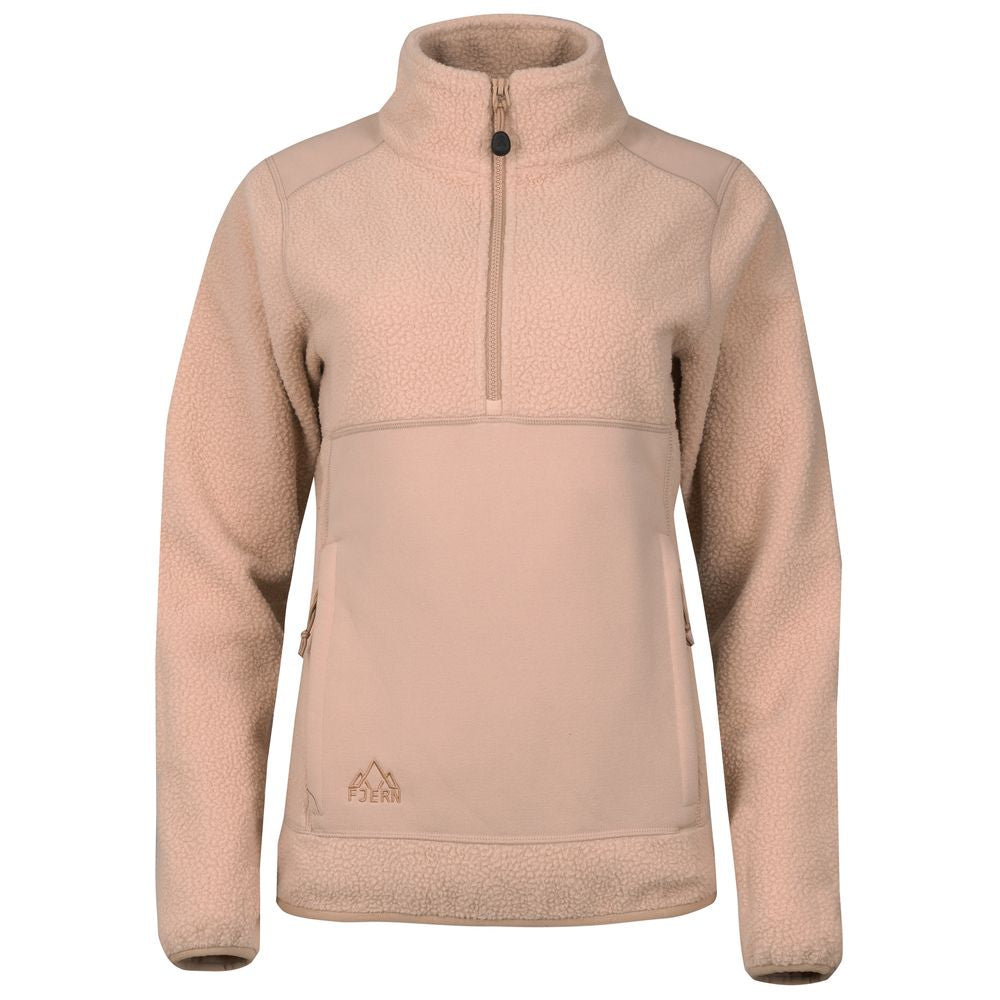 Fjern  Womens Mysig Eco Half Zip Fleece (Oatmeal/Grey Brown)