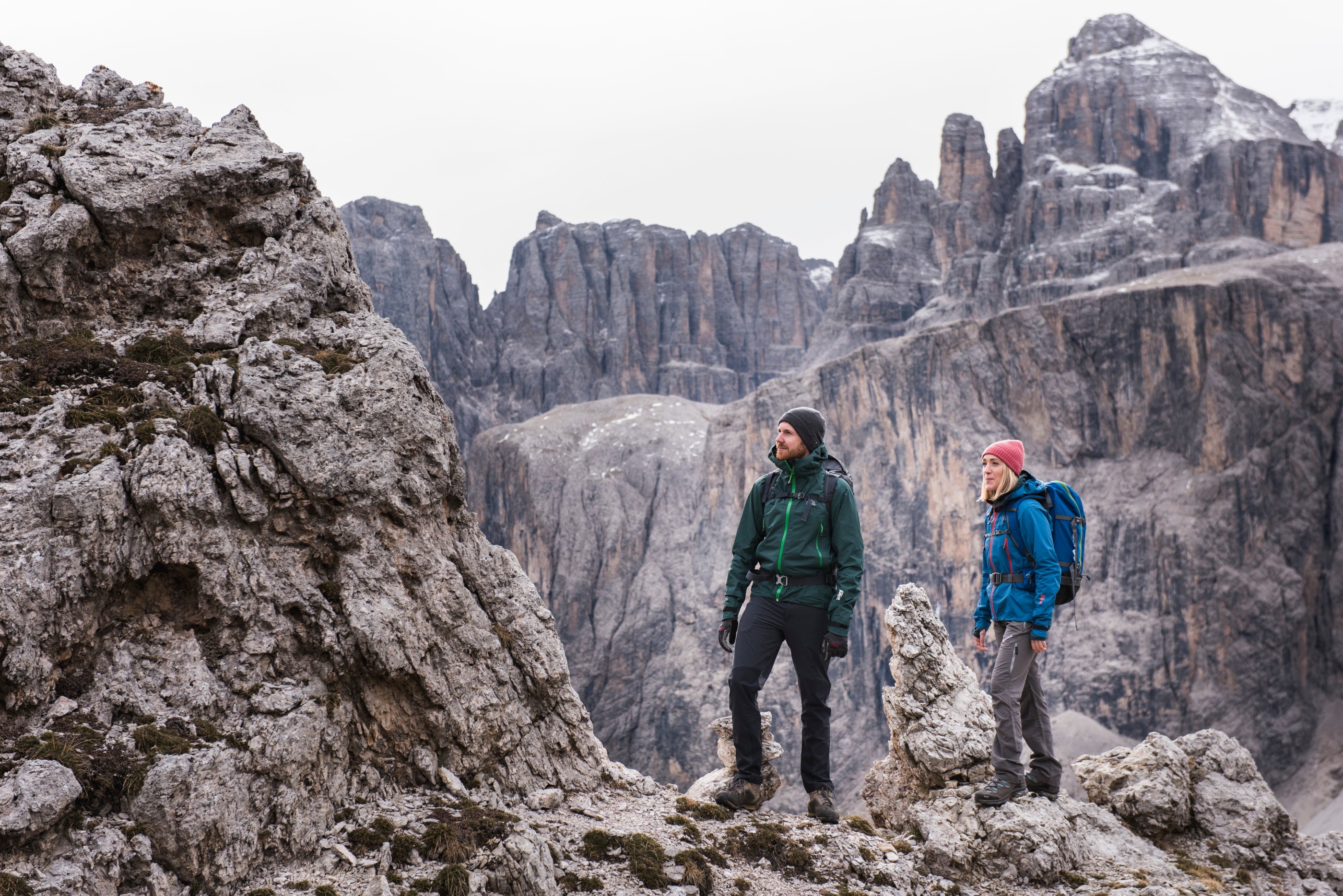 Fjern Orkan Jacket being worn on a Dolomite plateau