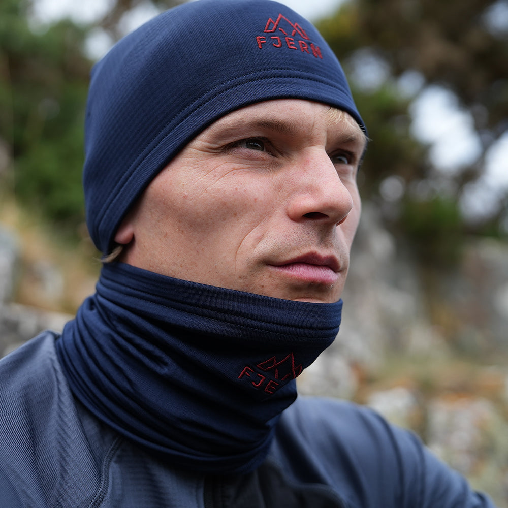 Fjern Breskprekk Grid Fleece Neck Warmer (Navy)
