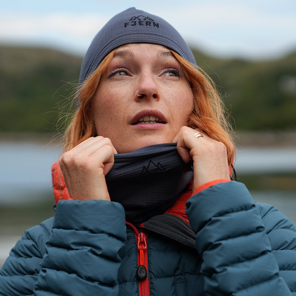 Fjern Breskprekk Grid Fleece Neck Warmer (Storm)