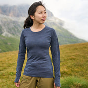 Fjern - Womens Första Merino Blend Long Sleeve Crew Baselayer (Storm Grey) | Explore the outdoors with the Första, a versatile and lightweight technical crew top designed for the active adventurer