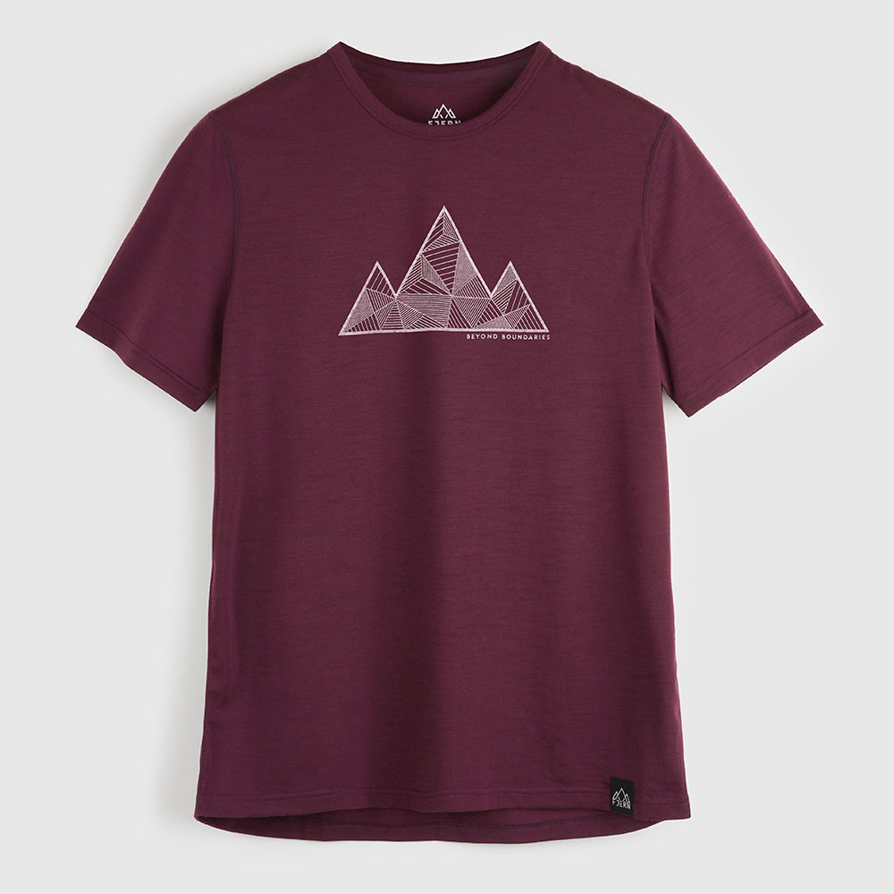 Mens 3 Peaks Merino Blend T-Shirt (Aubergine/Chalk)