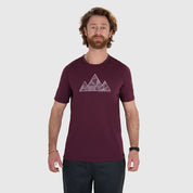 Mens 3 Peaks Merino Blend T-Shirt (Aubergine/Chalk)