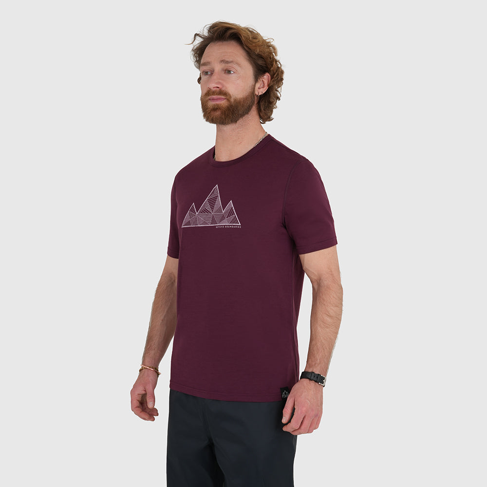 Mens 3 Peaks Merino Blend T-Shirt (Aubergine/Chalk)