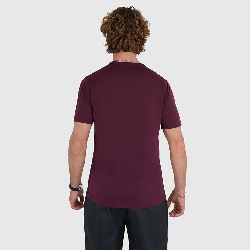 Mens 3 Peaks Merino Blend T-Shirt (Aubergine/Chalk)