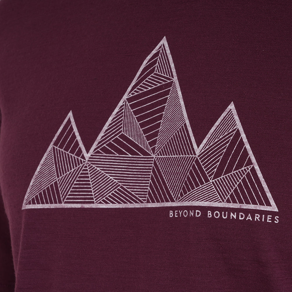 Mens 3 Peaks Merino Blend T-Shirt (Aubergine/Chalk)