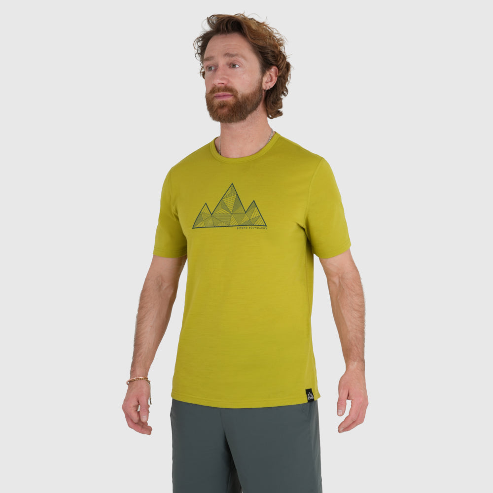 Mens 3 Peaks Merino Blend T-Shirt (Lime/Petrol)