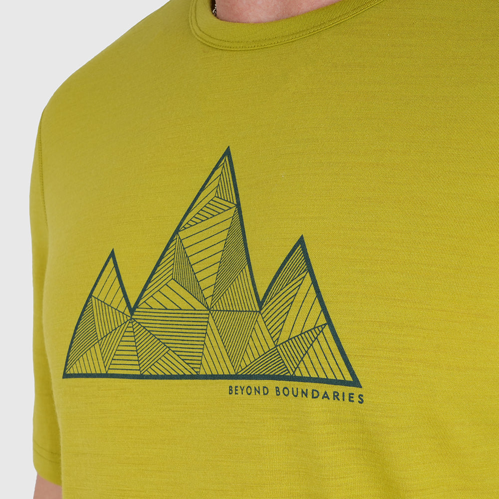 Mens 3 Peaks Merino Blend T-Shirt (Lime/Petrol)