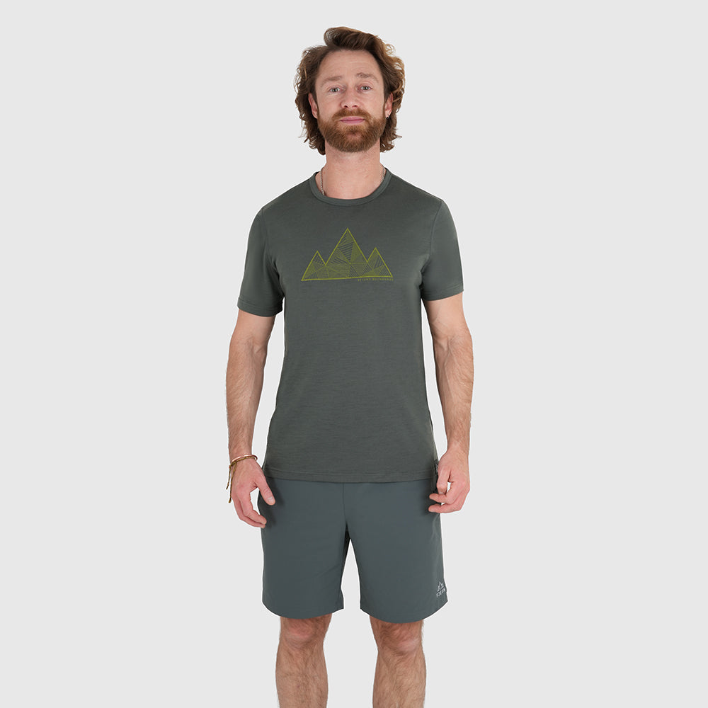 Mens 3 Peaks Merino Blend T-Shirt (Urban Chic/Lime)
