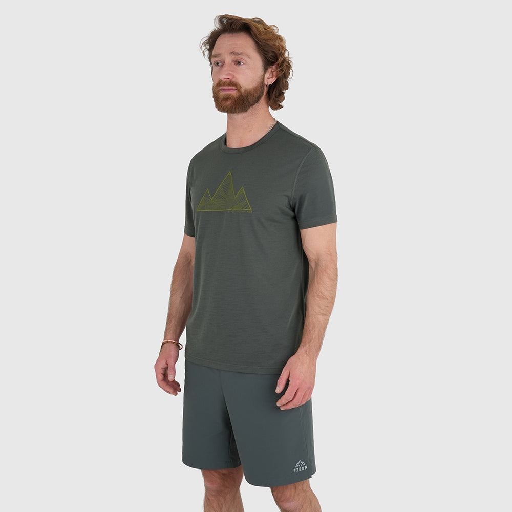 Mens 3 Peaks Merino Blend T-Shirt (Urban Chic/Lime)