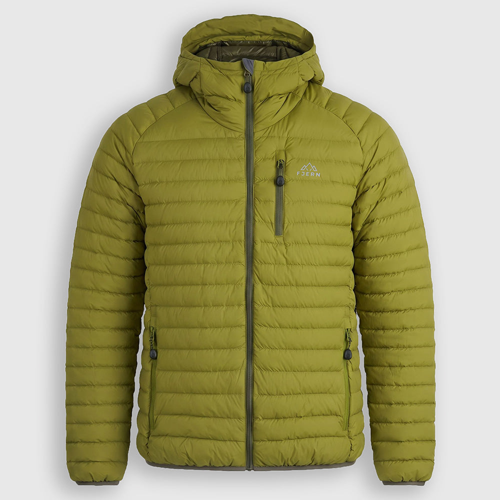 Mens Aktiv II Down Hooded Jacket (Cardamom Seed/Winter Moss) ✦AI