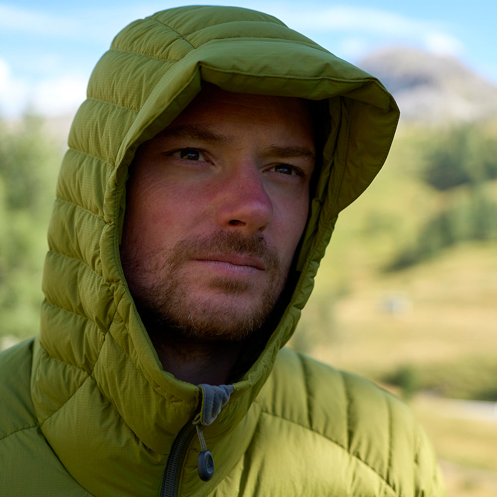 Mens Aktiv II Down Hooded Jacket (Cardamom Seed/Winter Moss)