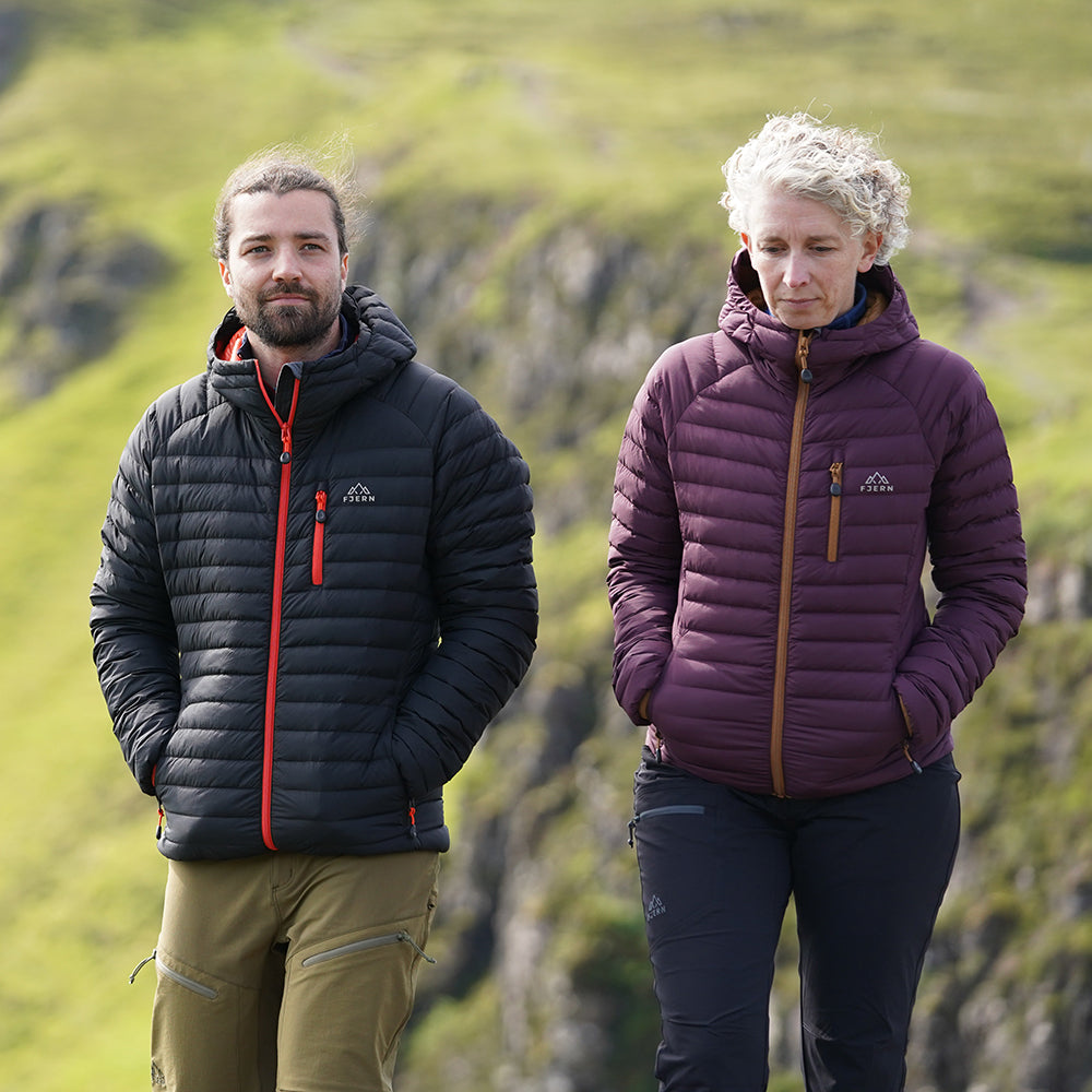 Fjern Mens Aktiv II Down Hooded Jacket (Black/Orange)