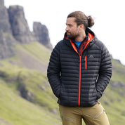Fjern Mens Aktiv II Down Hooded Jacket (Black/Orange)